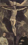 El Greco Christ on the Cross Adored by Two Donors (mk05) china oil painting reproduction